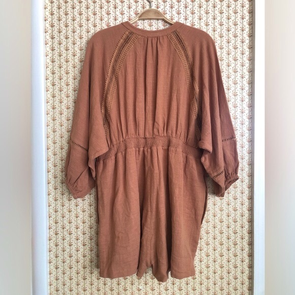 Bohme Campbell Cotton Boho Romper in Russet Brown | Large - Picture 6 of 8